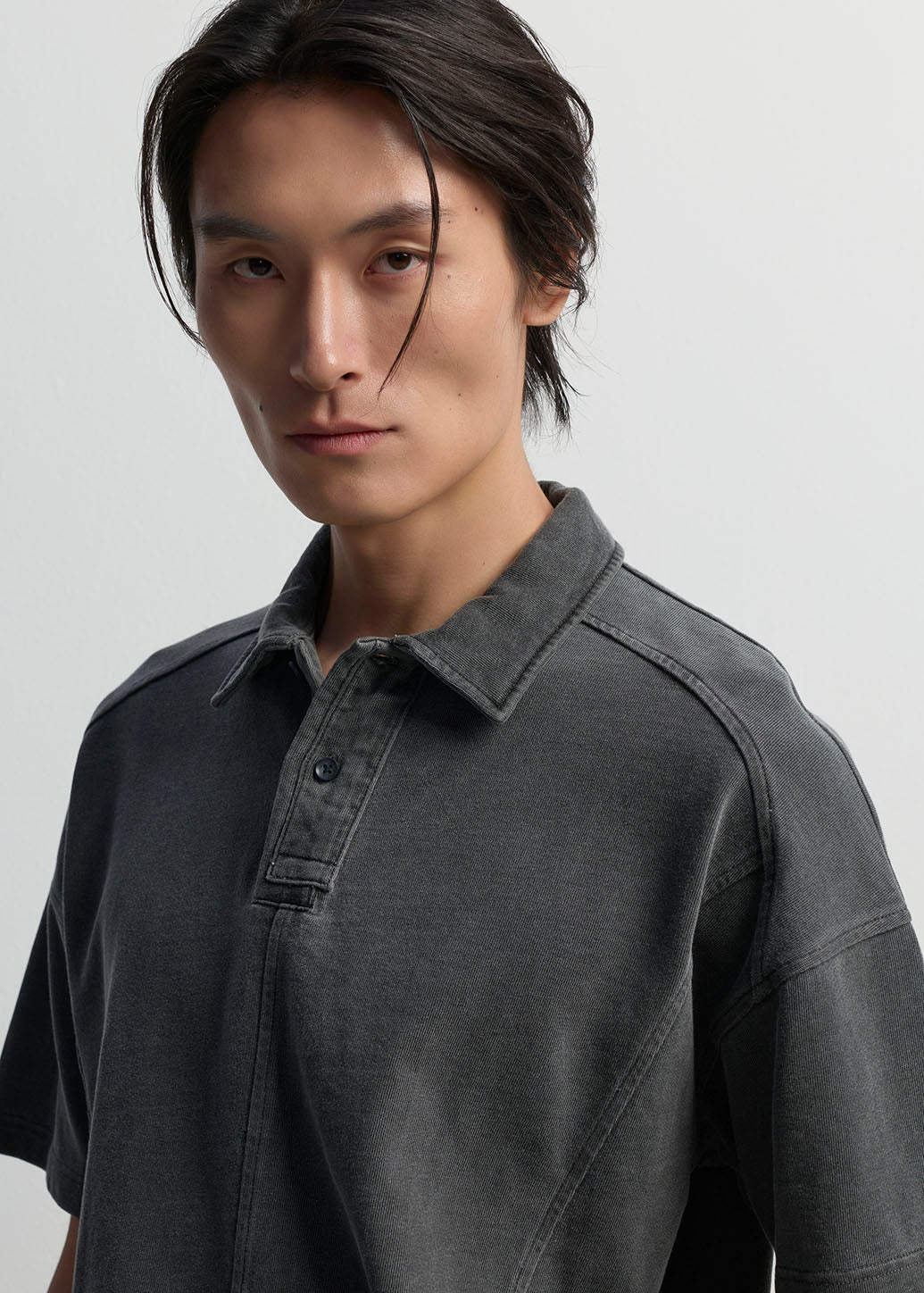 PANEL SEAM OVERSIZED POLO SHIRT