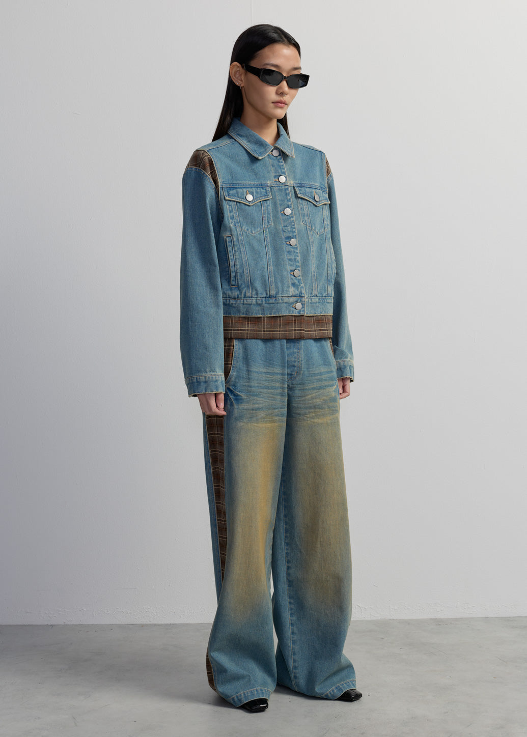 CHECKED DENIM JACKET