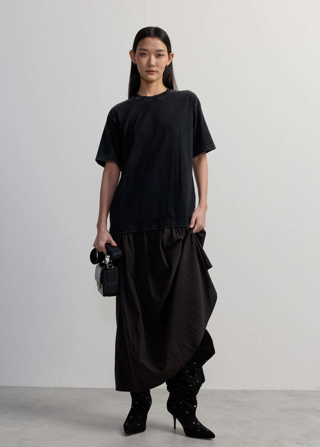 DISTRESSED TEE MAXI DRESS