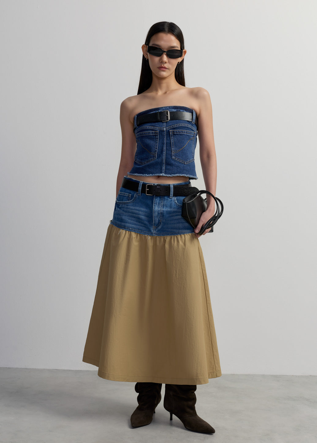 MIX MEDIA DENIM SKIRT