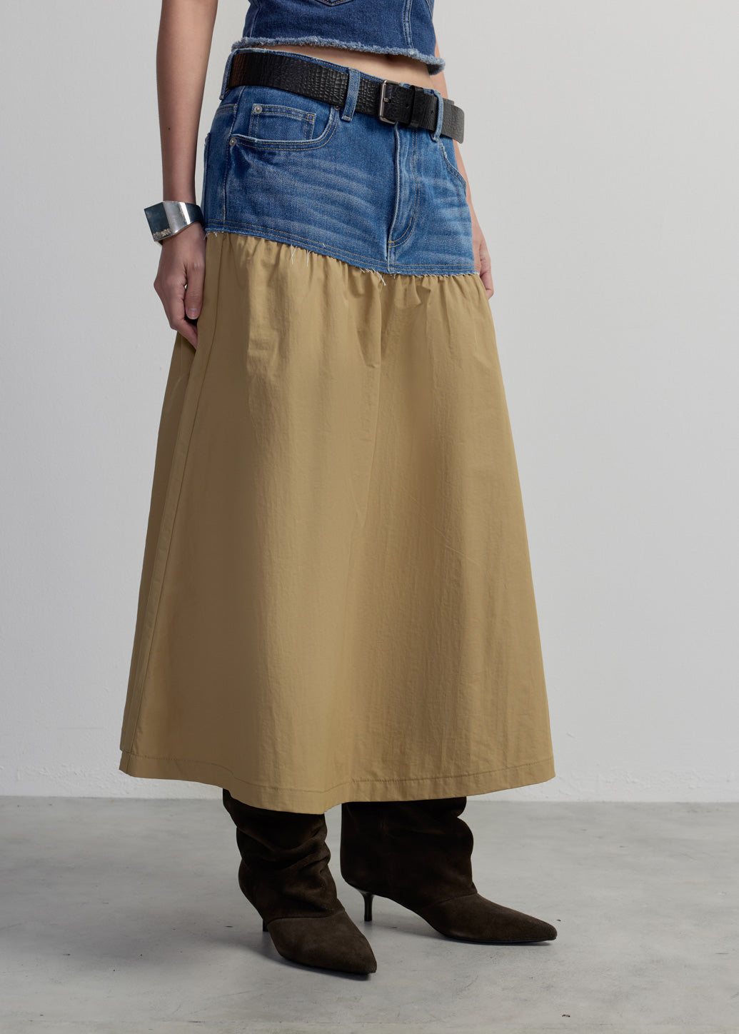MIX MEDIA DENIM SKIRT