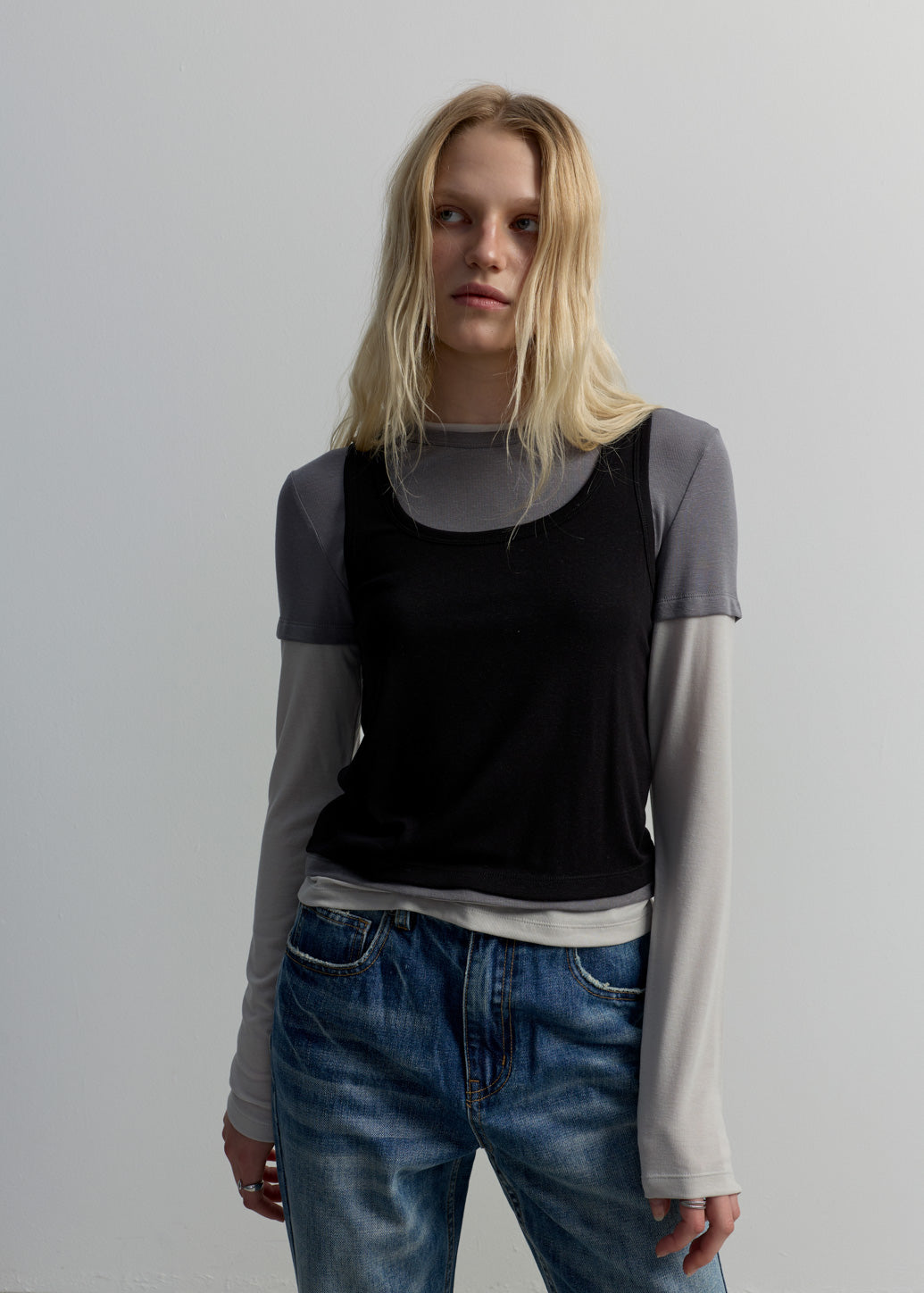 LAYERED RELAXED LONG-SLEEVE TOP