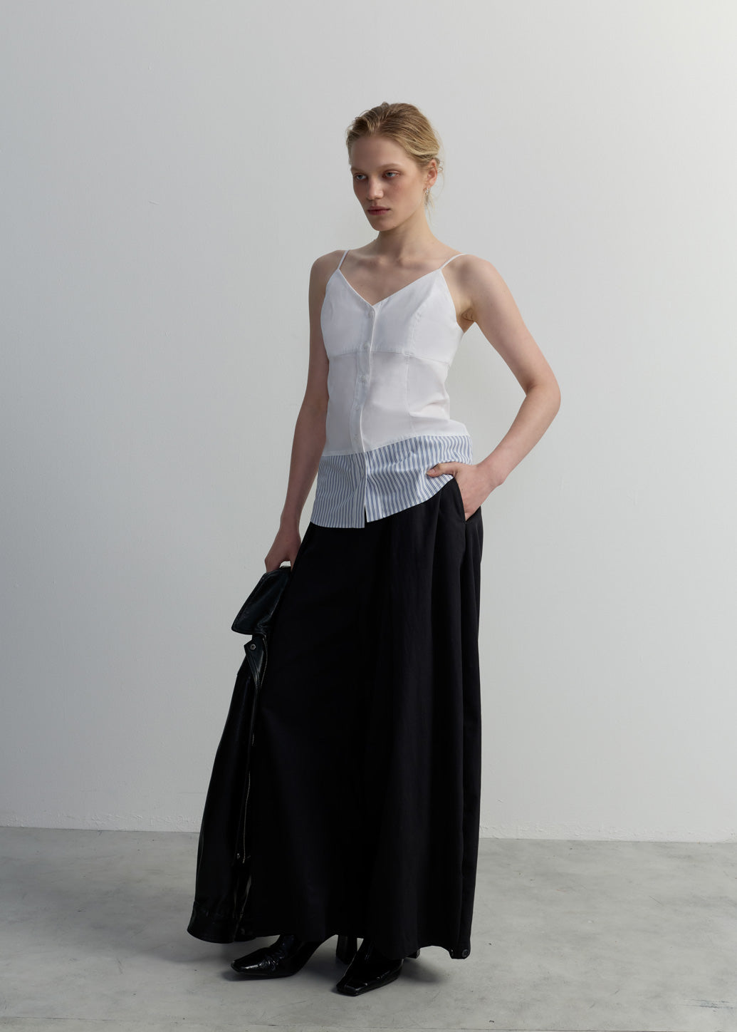 MIXED-MEDIA CAMISOLE TOP