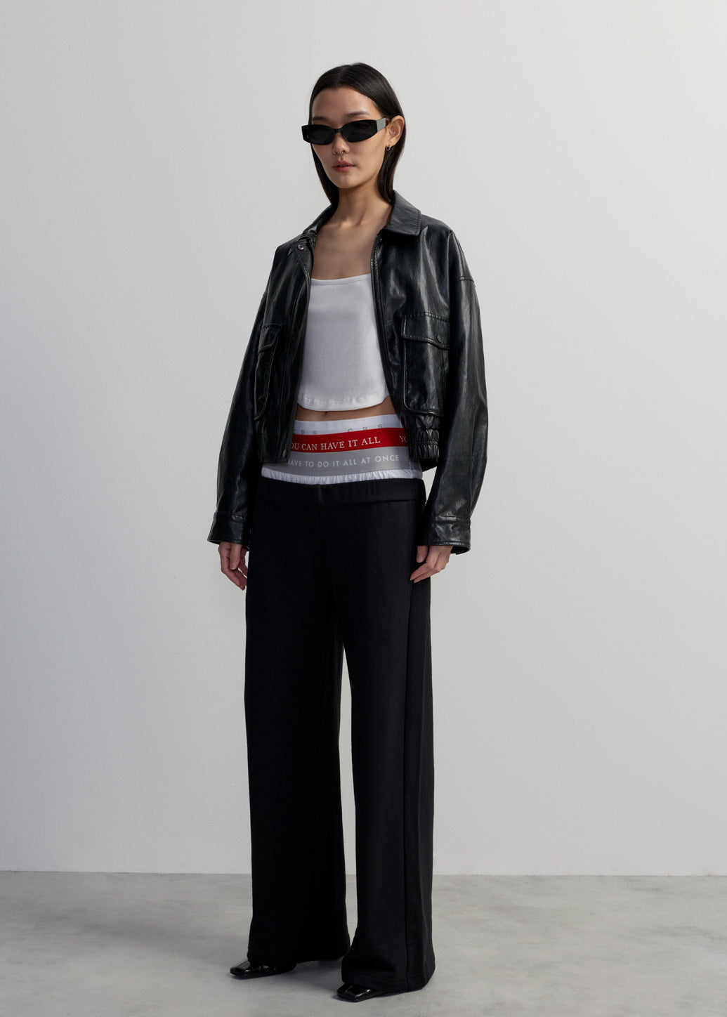 DOUBLE WAISTBAND STRAIGHT-LEG PANTS