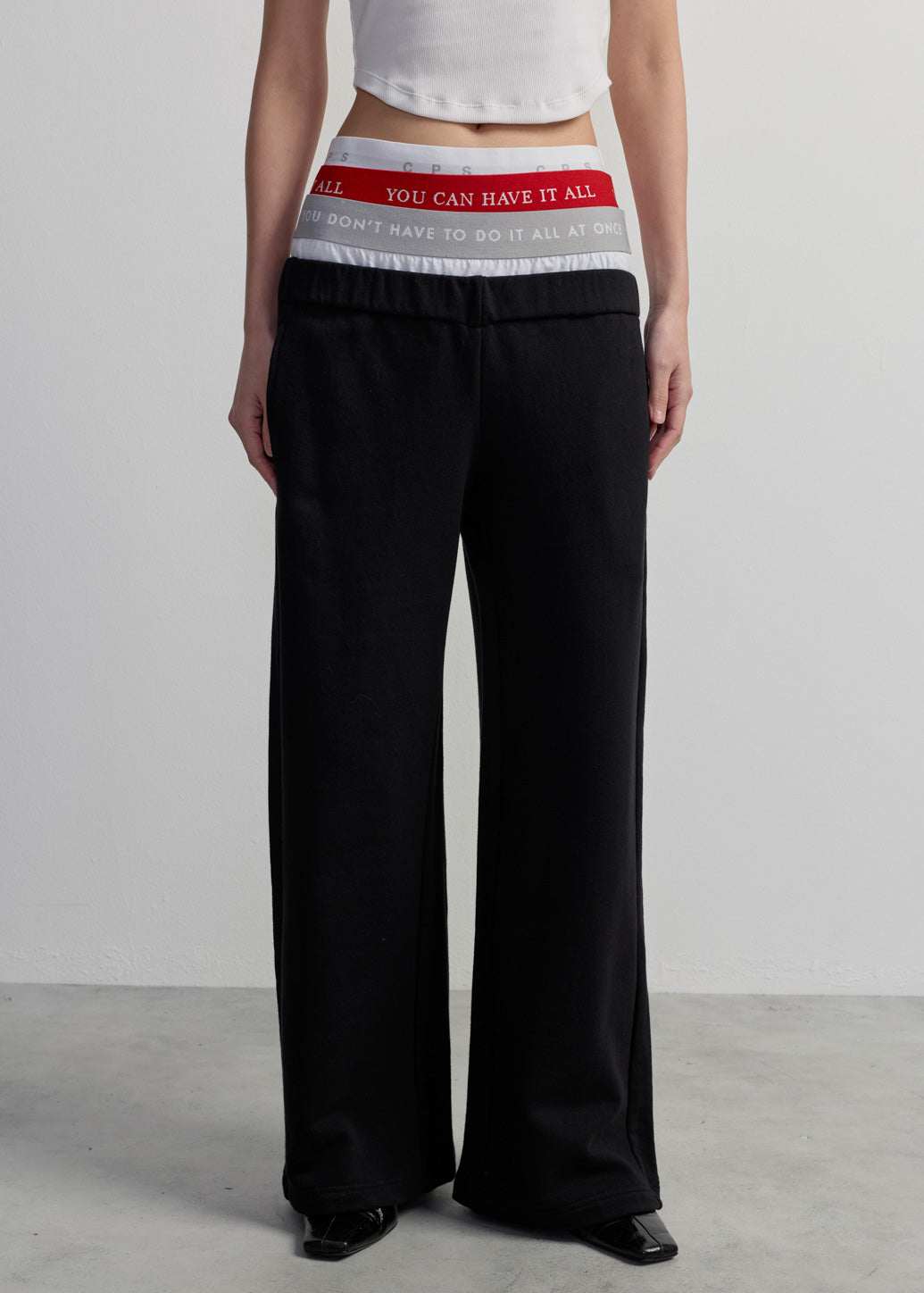 DOUBLE WAISTBAND STRAIGHT-LEG PANTS