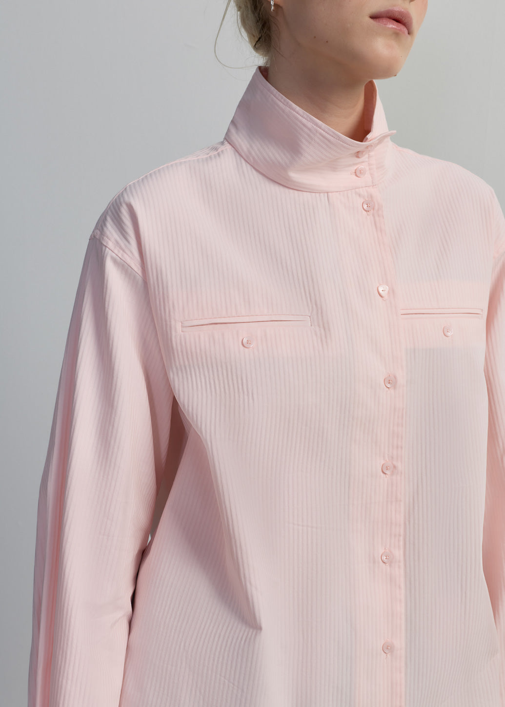 LIGHT PINK HIGH-NECK BLOUSE