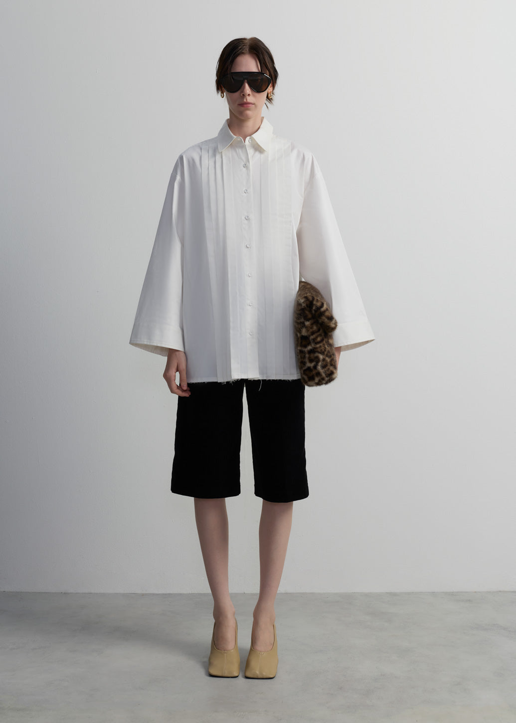 RAW-HEM PLEATED SHIRT