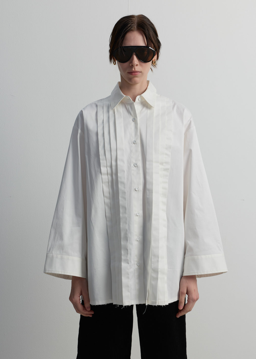 RAW-HEM PLEATED SHIRT