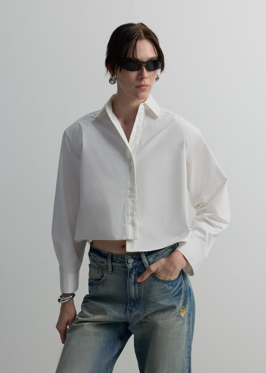 CROPPED COTTON SHIRT