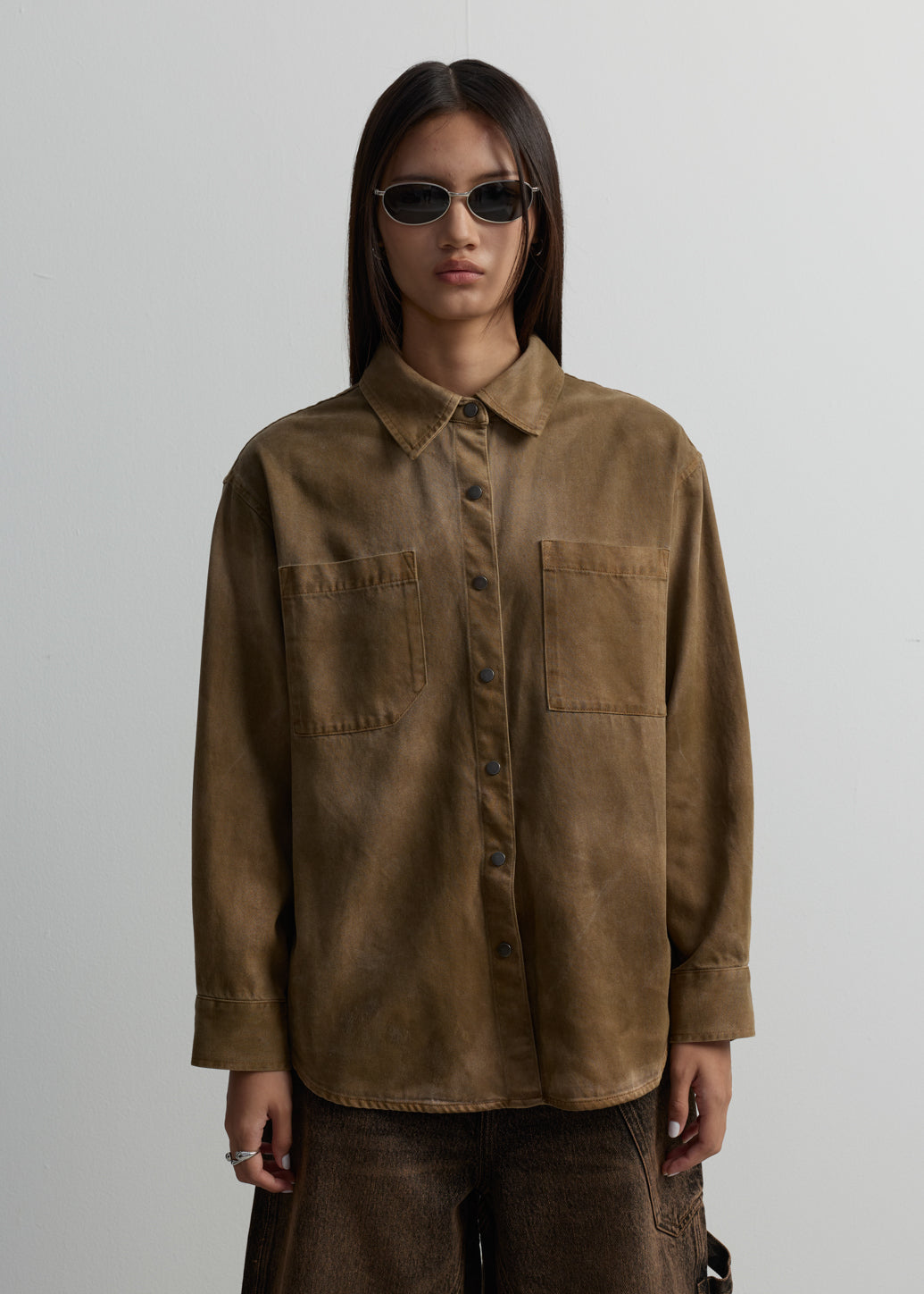 SPRAYED OVERSIZED DENIM SHIRT