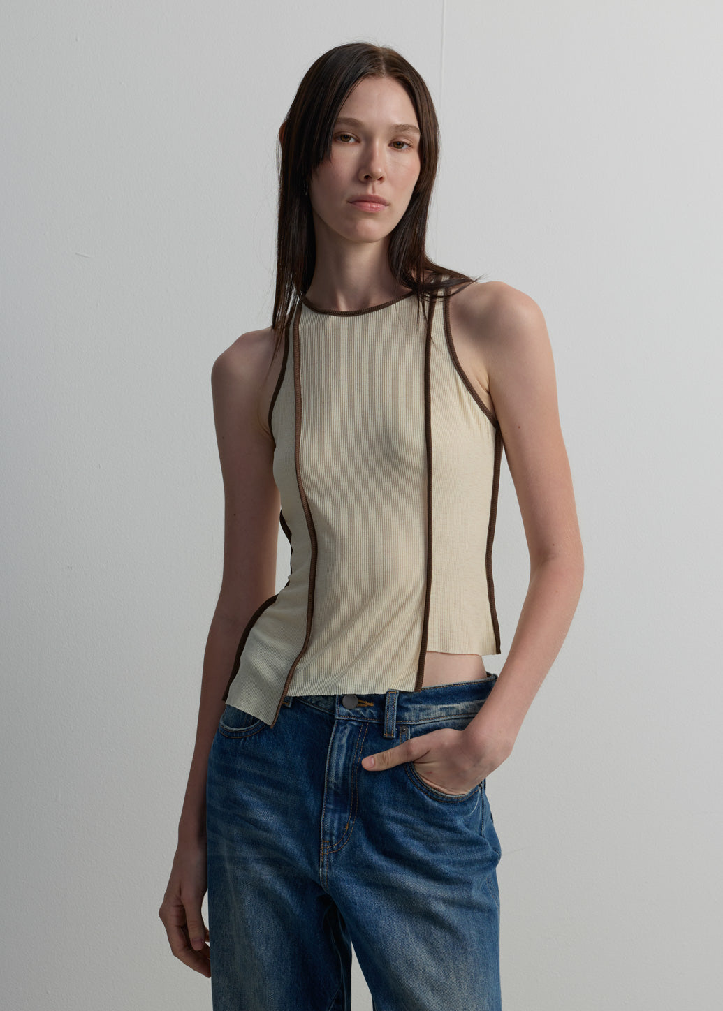 CONTRAST PIPING TANK TOP