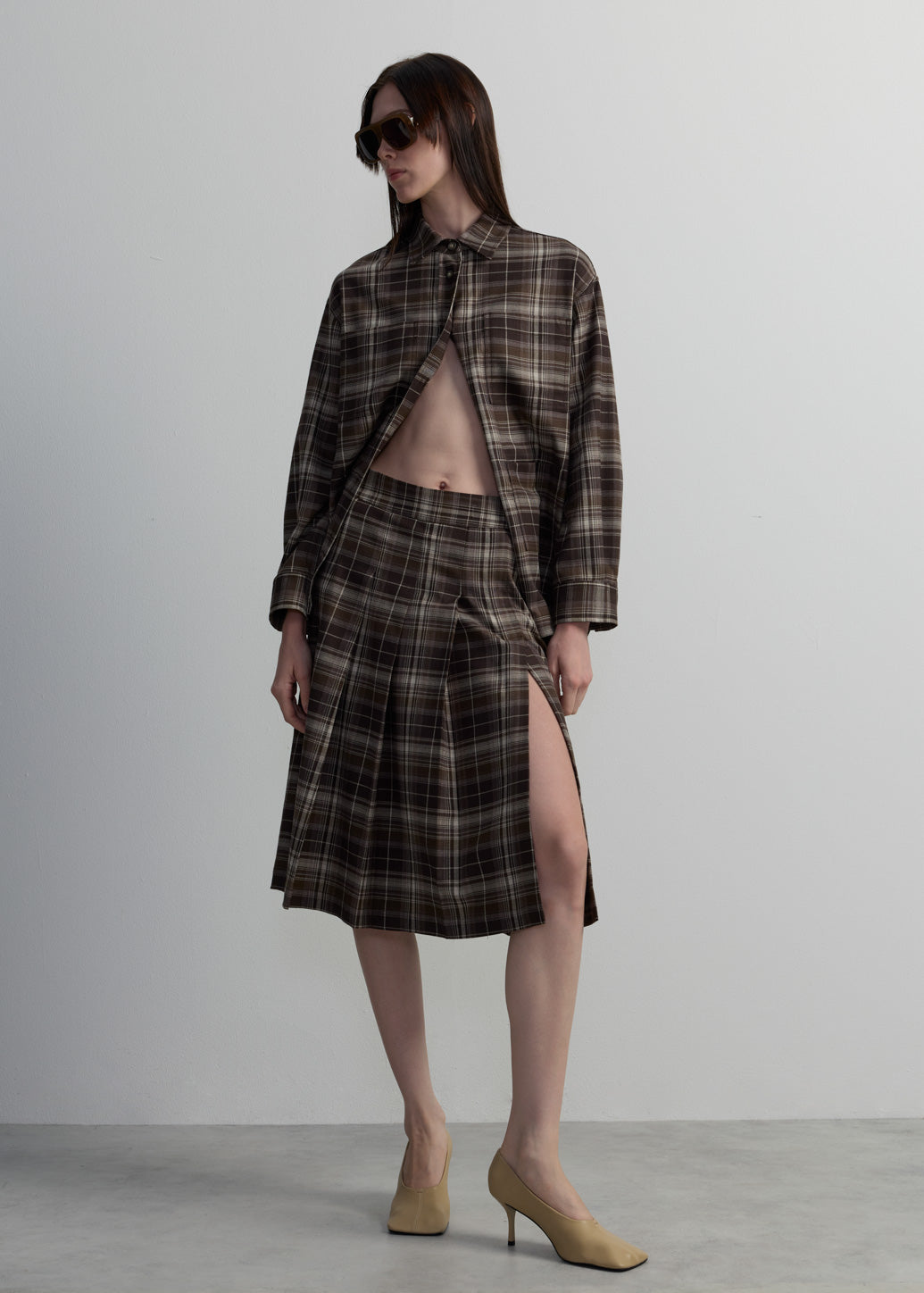 BROWN CHECKED SHIRT