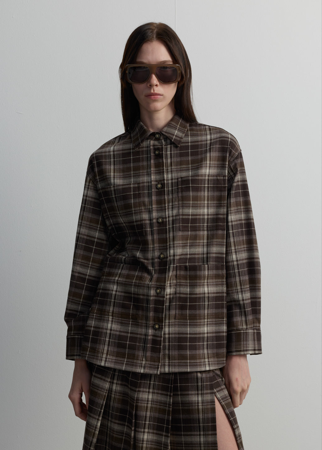 BROWN CHECKED SHIRT