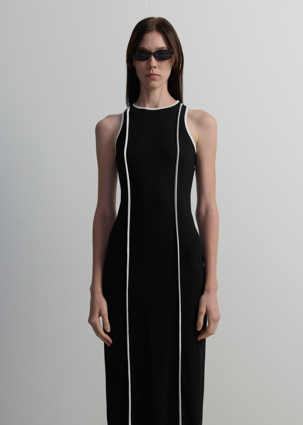 CONTRAST PIPING MAXI DRESS