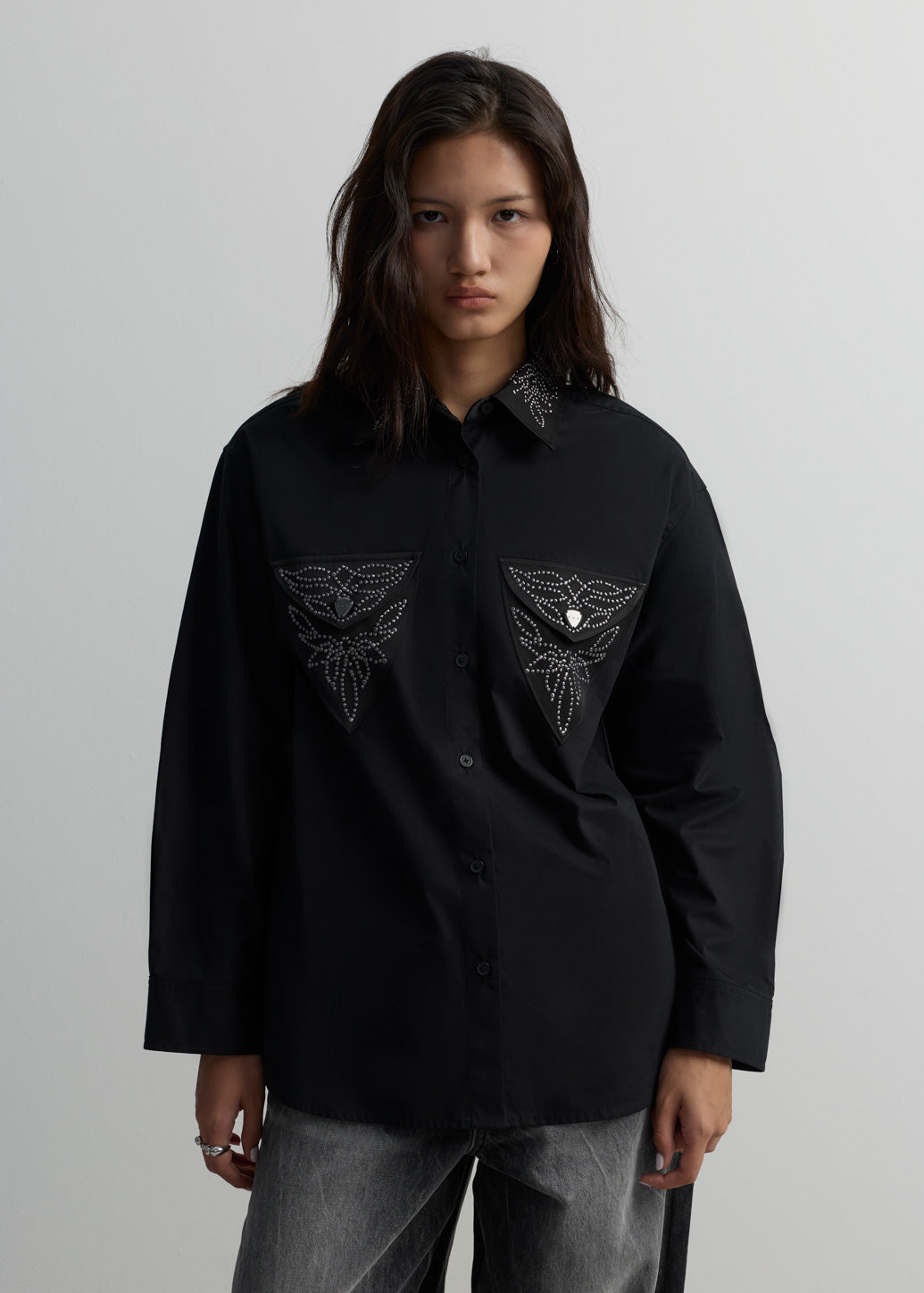 STUDDED WESTERN OVERSIZED SHIRT