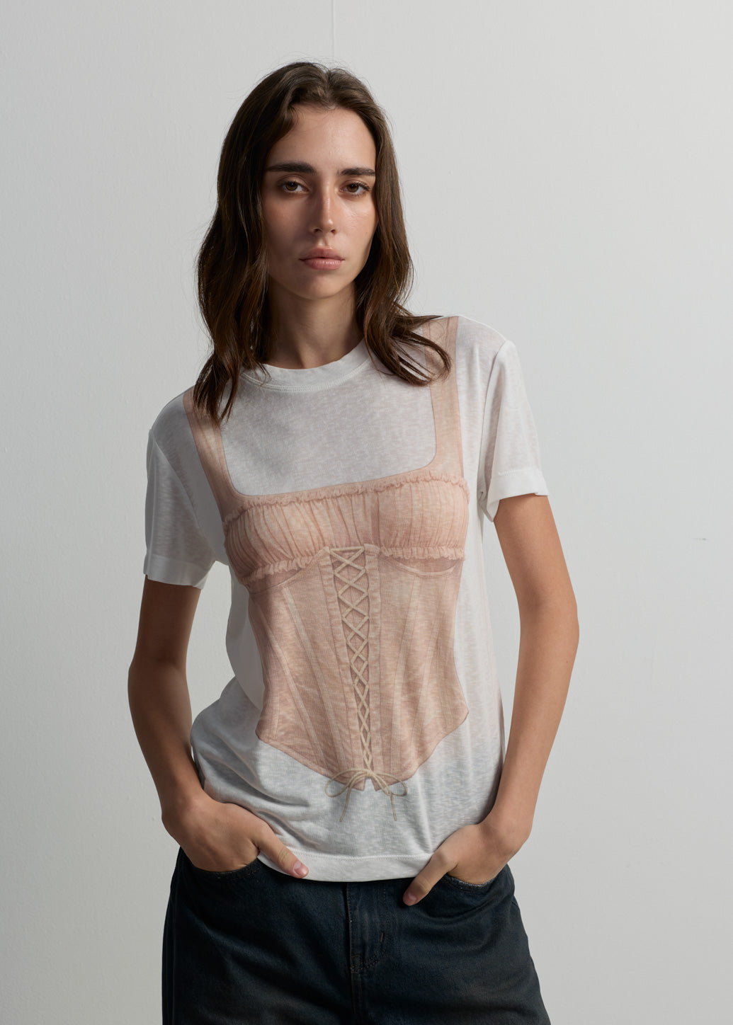 เสื้อยืดพิมพ์ลายเสื้อคอร์เซ็ท