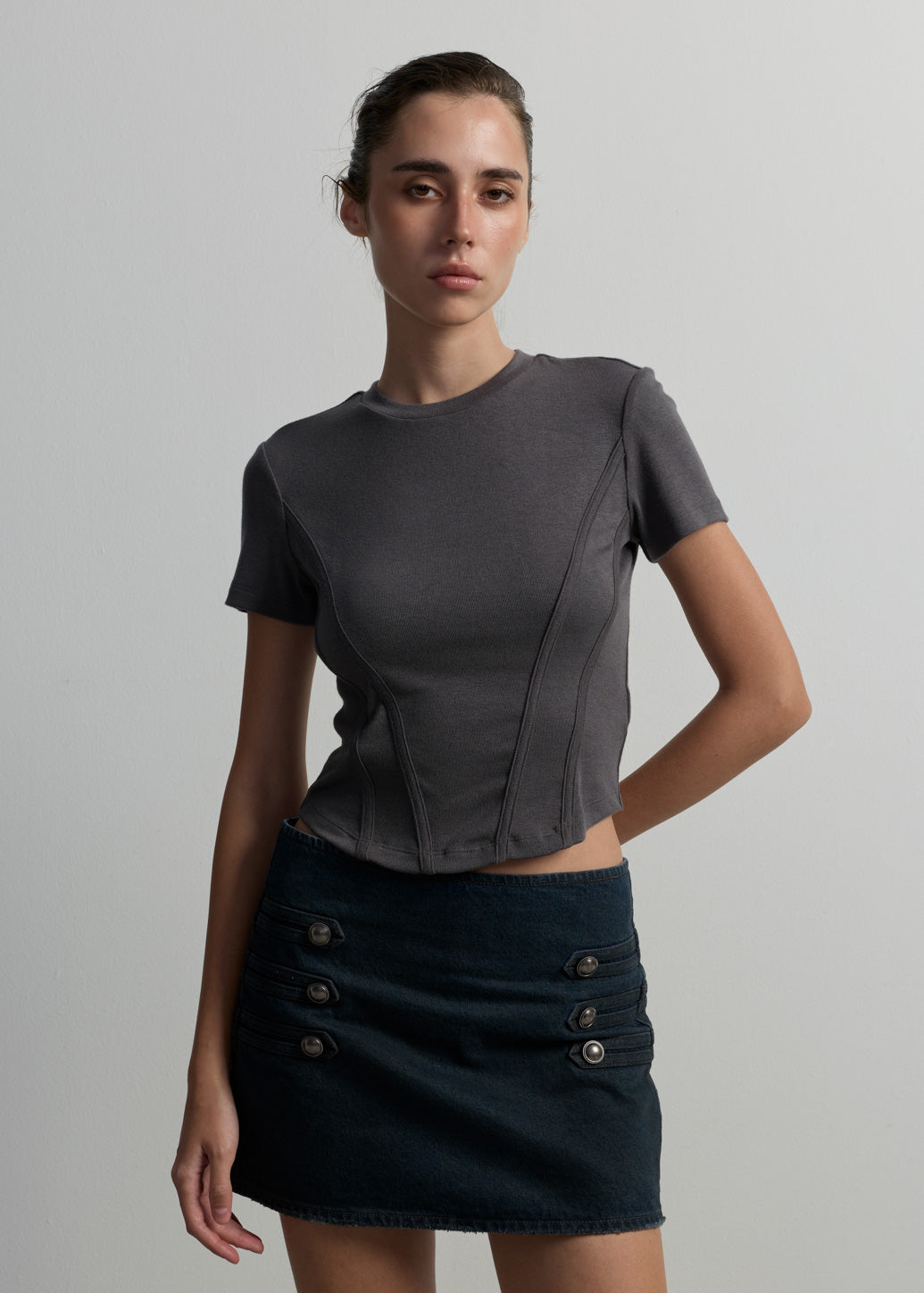 เสื้อยืดเบบี้ทีแต่งตะเข็บเข้ารูป