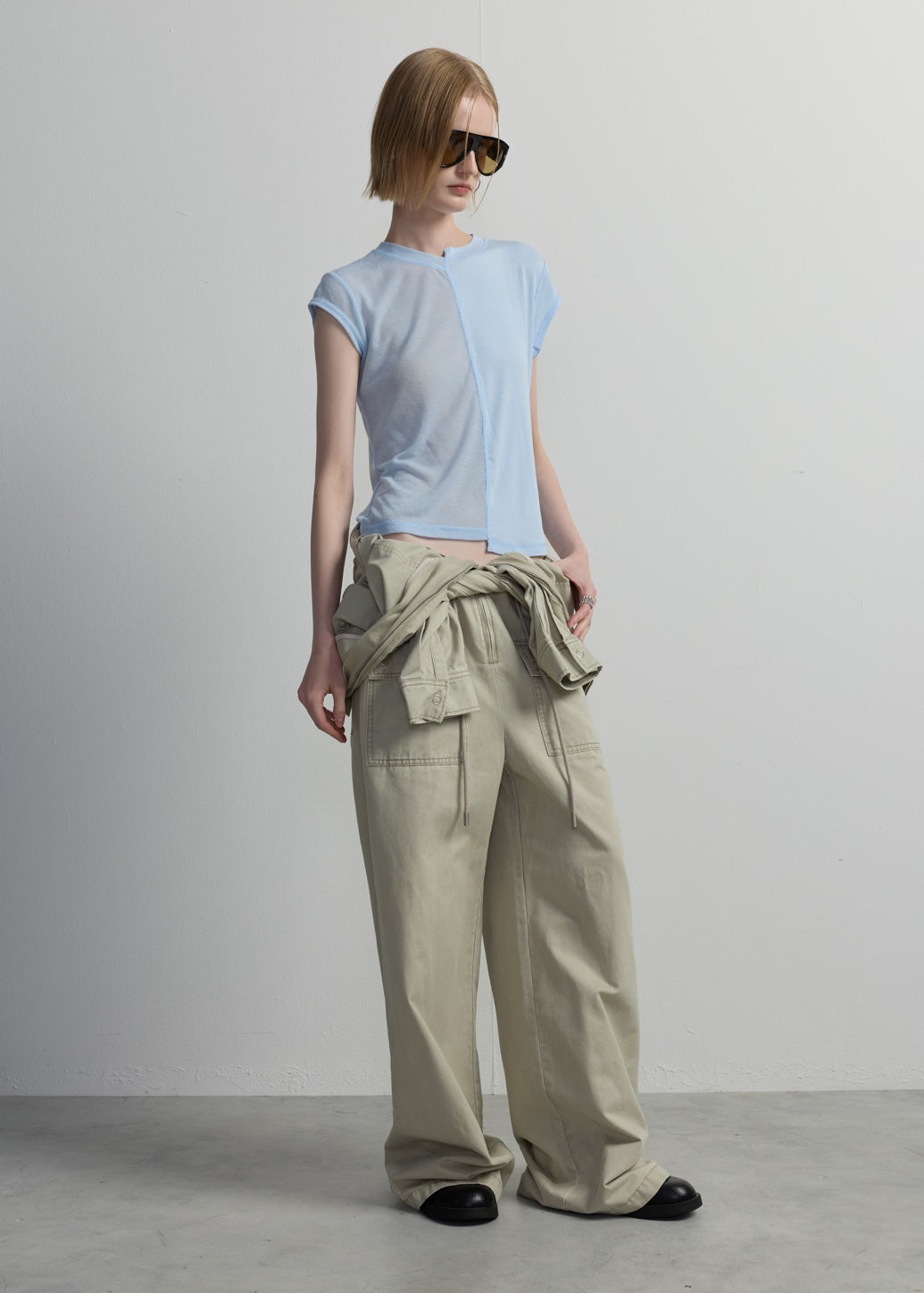 DUAL-TEXTURE SHEER TEE