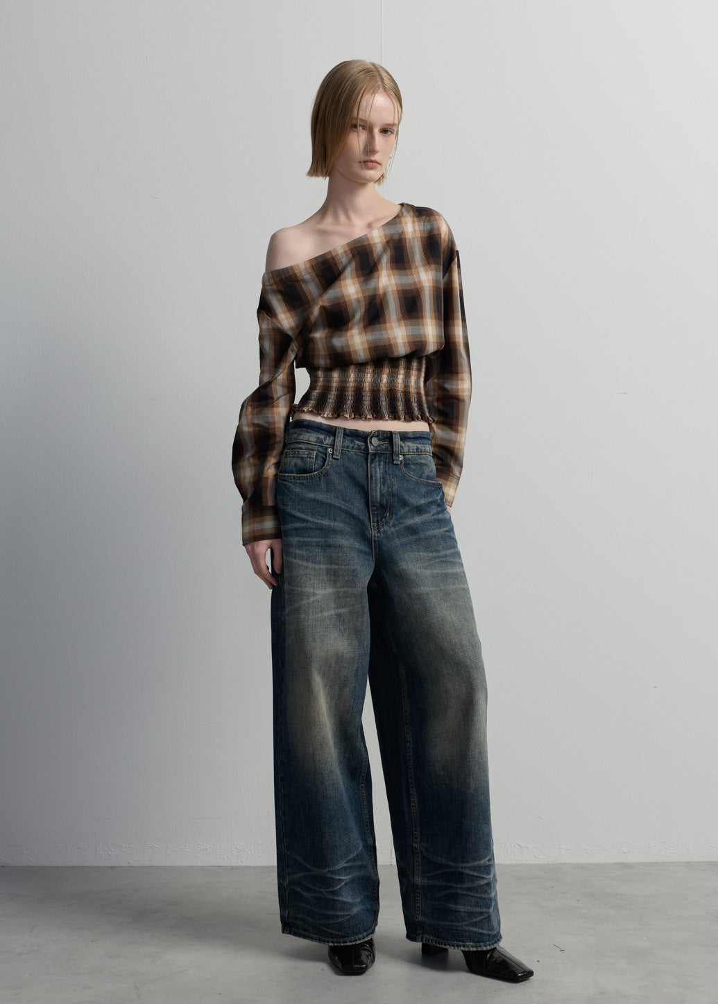 PLAID OFF-SHOULDER TOP