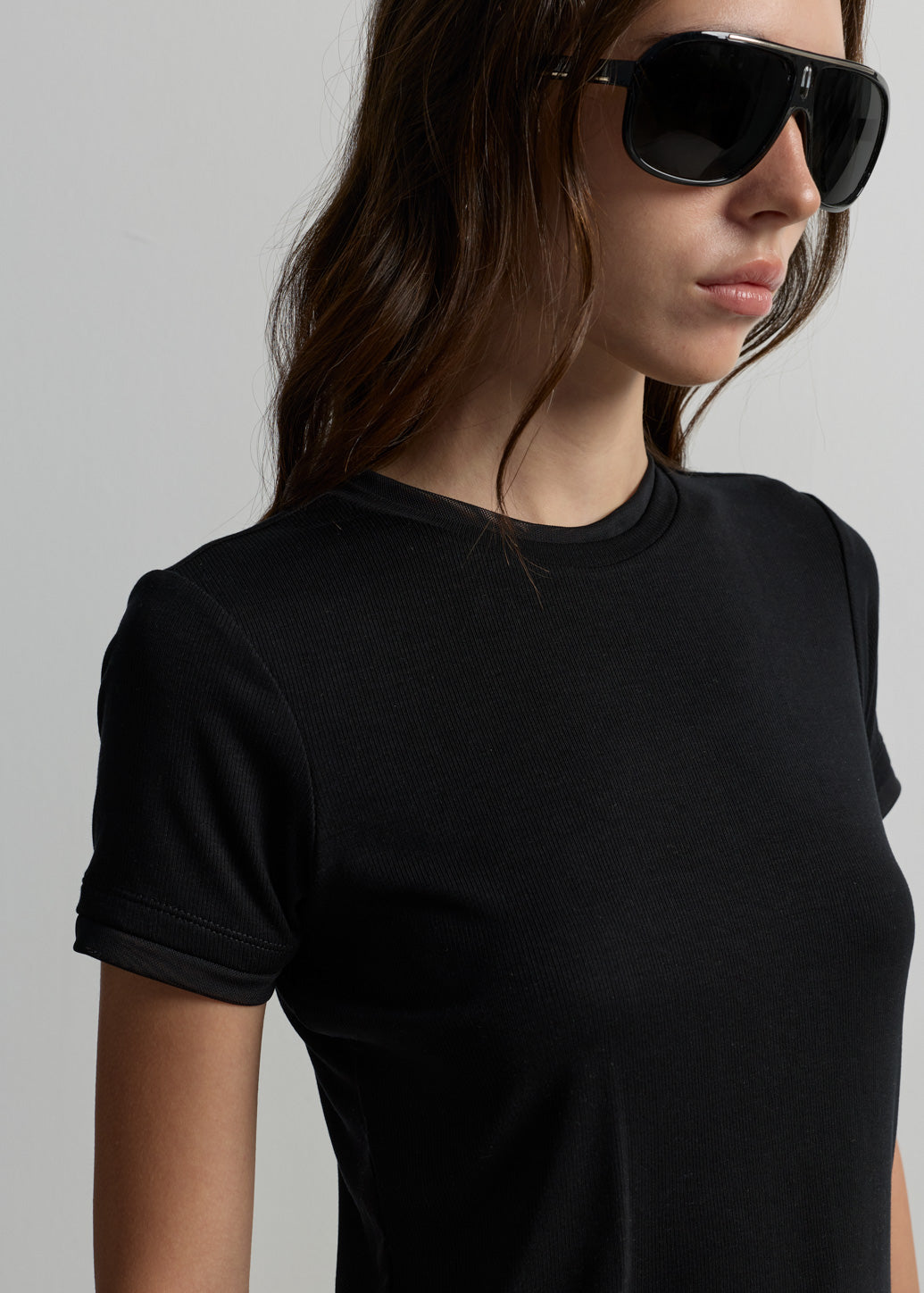 MESH-TRIM RIB TEE