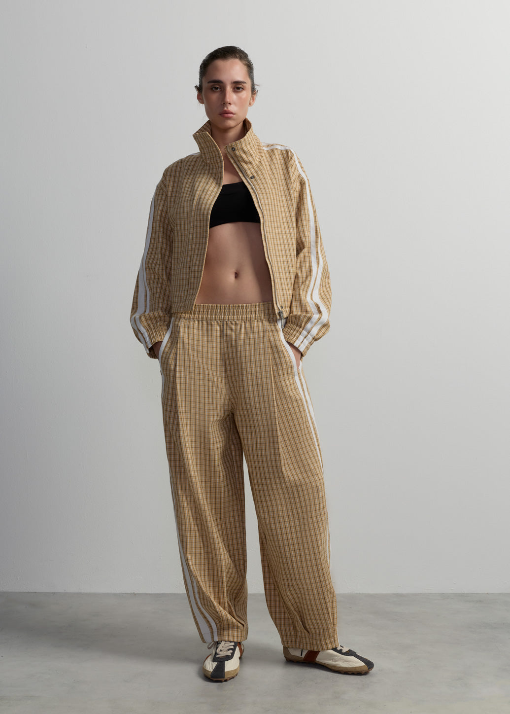 PLAID BARREL PANTS