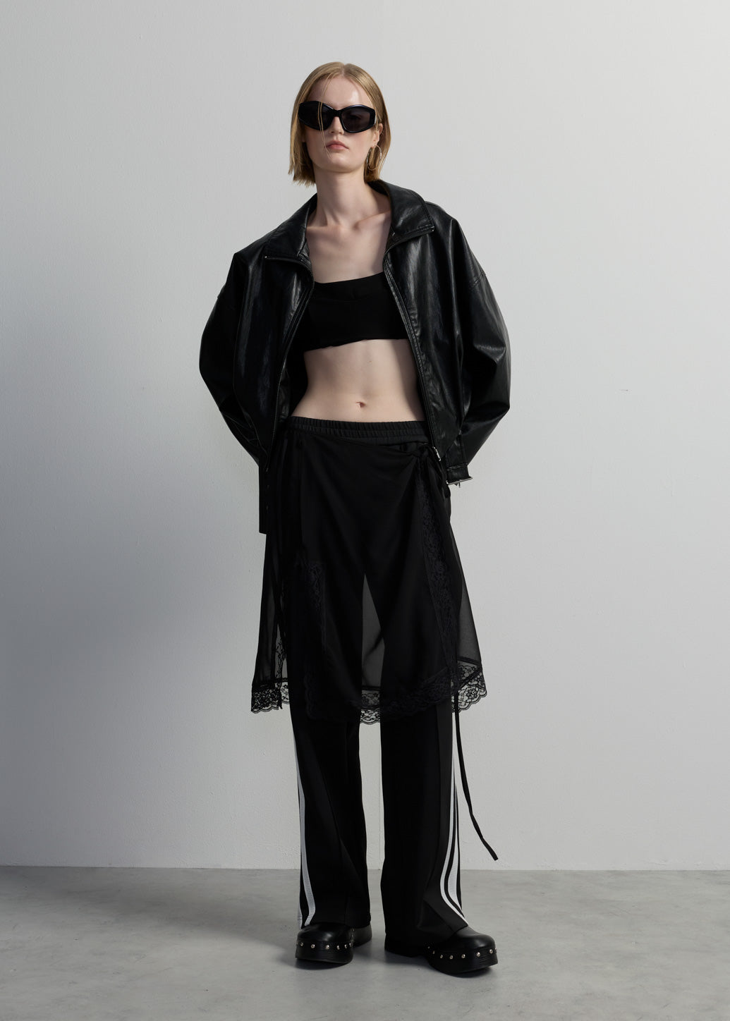 LAYERED SKIRT TRACK PANTS