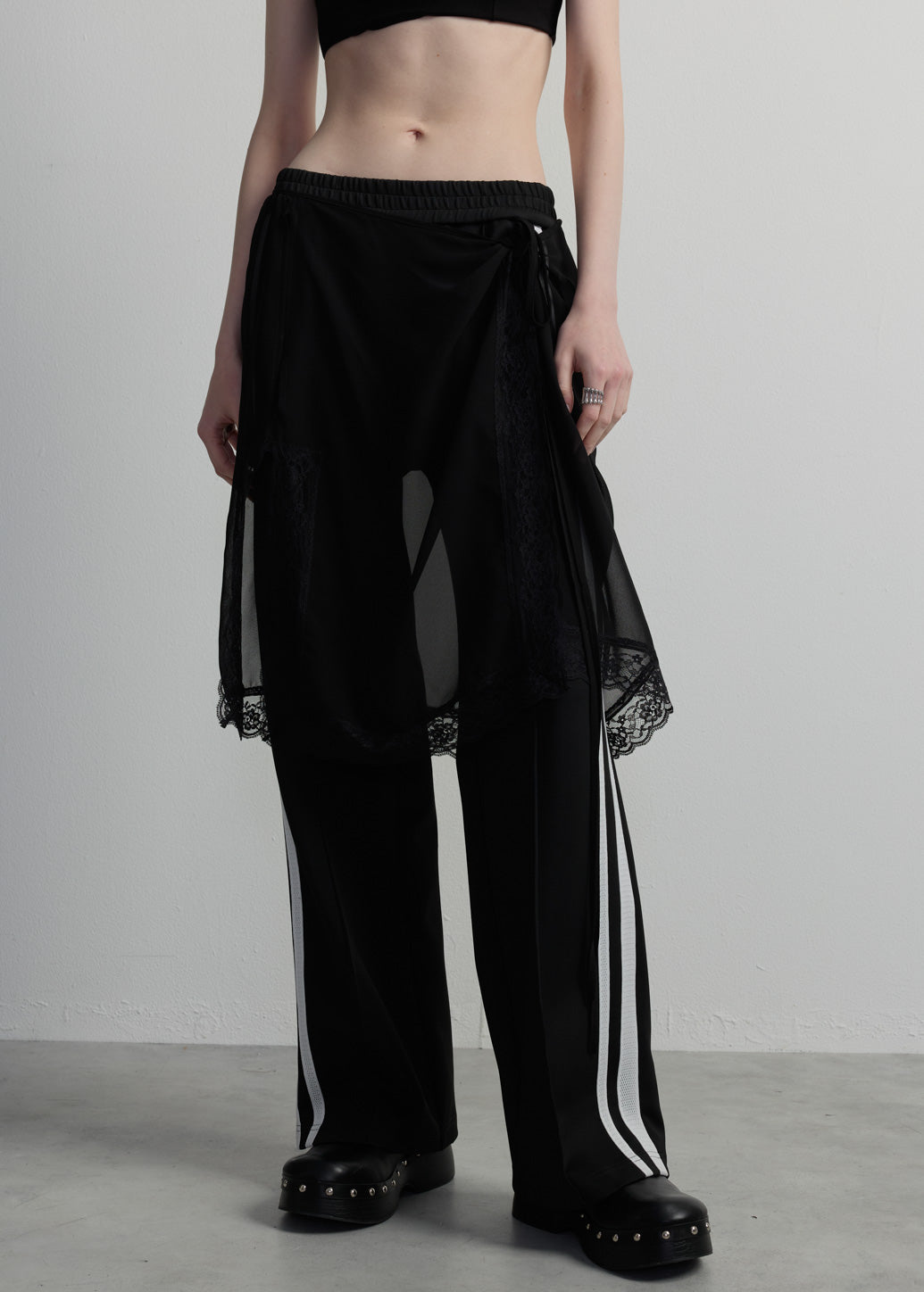 LAYERED SKIRT TRACK PANTS