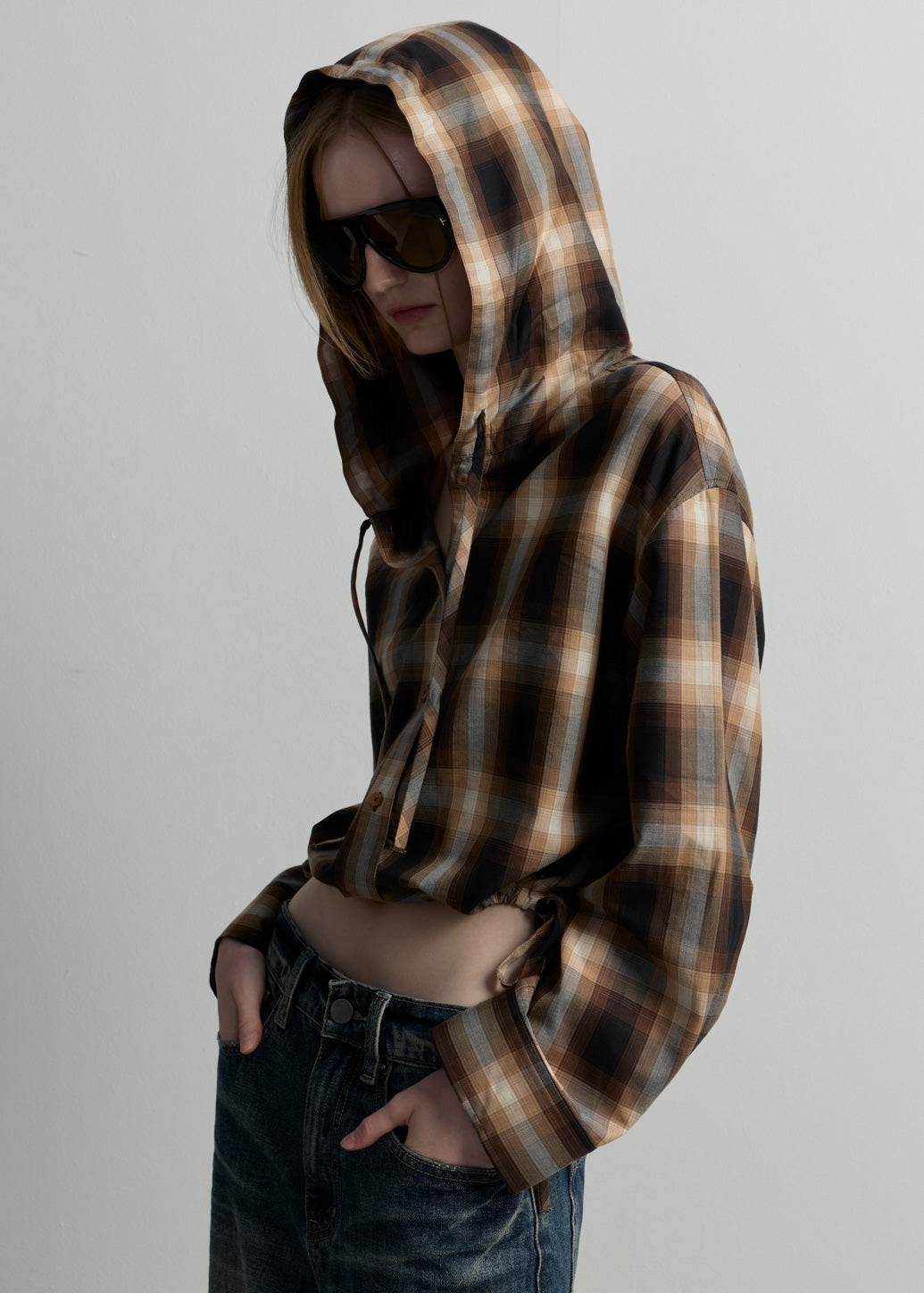 HOODED PLAID JACKET