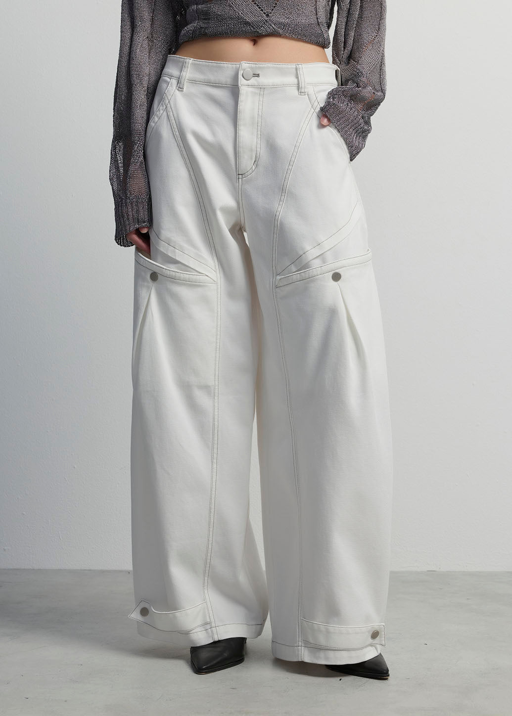 UTILITY CARGO PARACHUTE WIDE-LEG PANTS