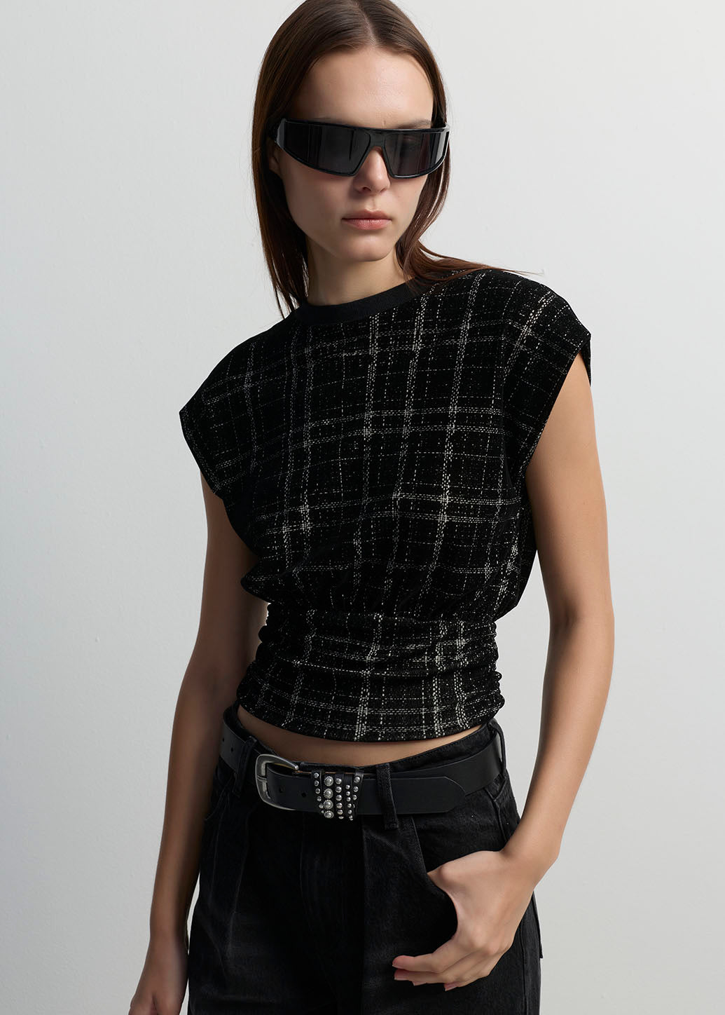 LUREX CAP-SLEEVE TOP