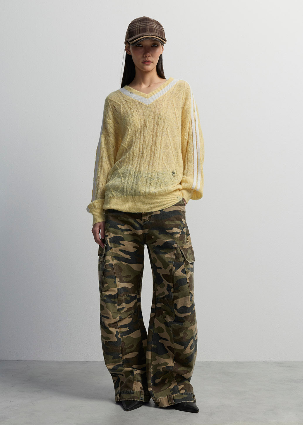 CAMO WIDE-LEG UTILITY CARGO PANTS
