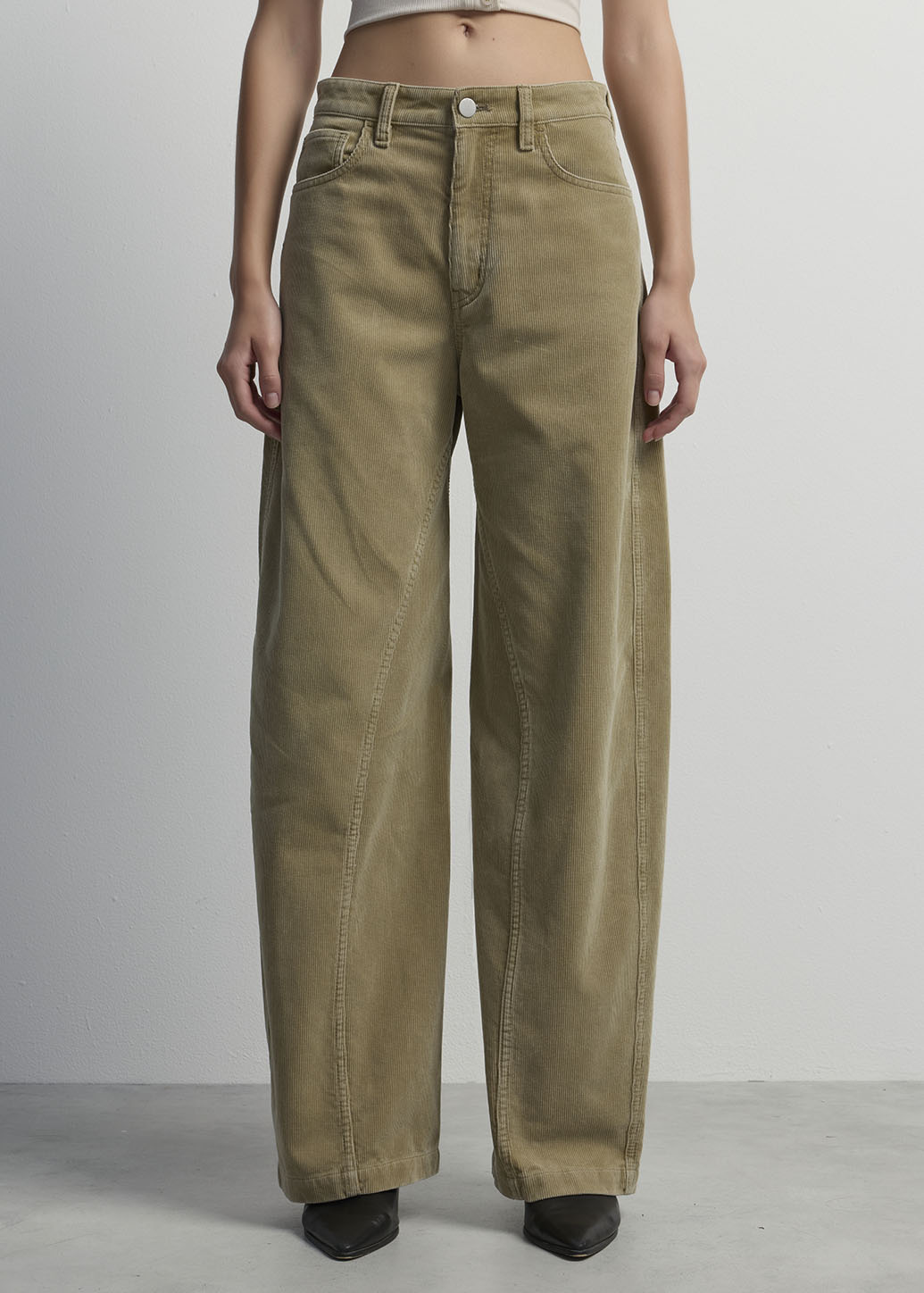 CORDUROY WIDE-LEG BARREL PANTS