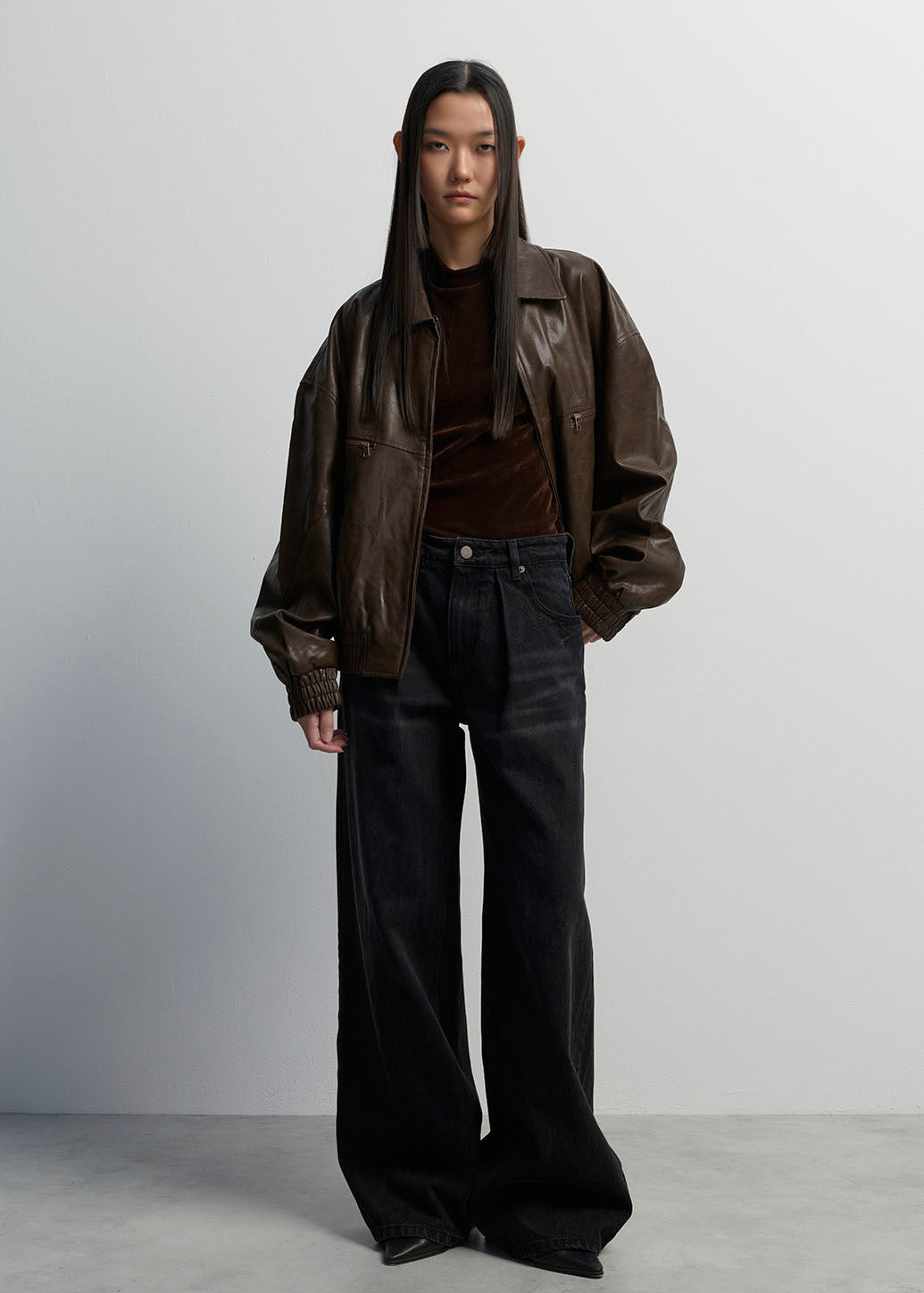 VELVET SHORT SLEEVE FITTED TURTLENECK
