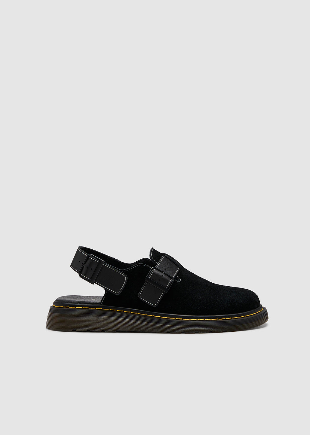 BLACK SUEDE SLING CLOGS