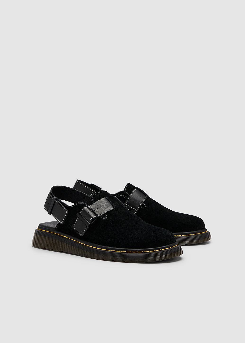BLACK SUEDE SLING CLOGS