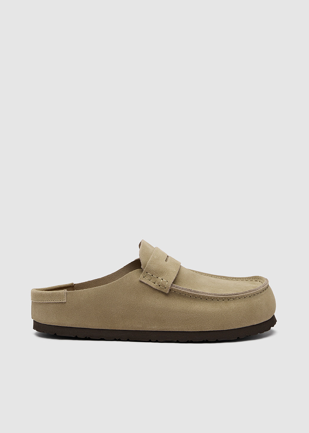 PENNY-STRAP SUEDE MULE