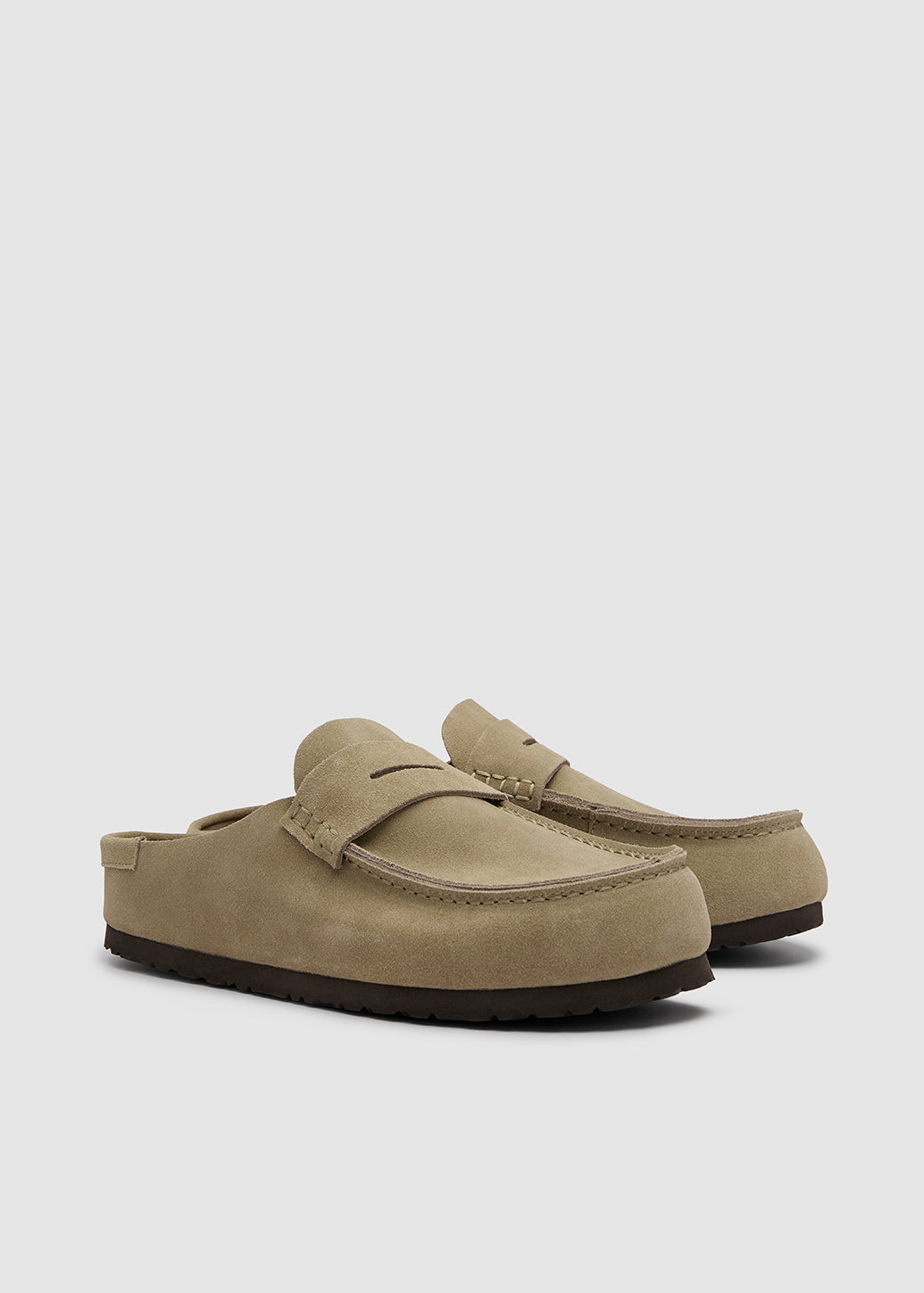 PENNY-STRAP SUEDE MULE