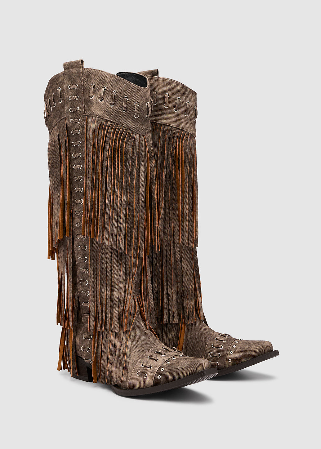 WESTERN FRINGE KNEE BOOTS