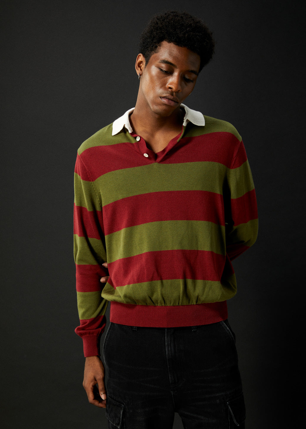 OVERSIZED STRIPE KNIT POLO
