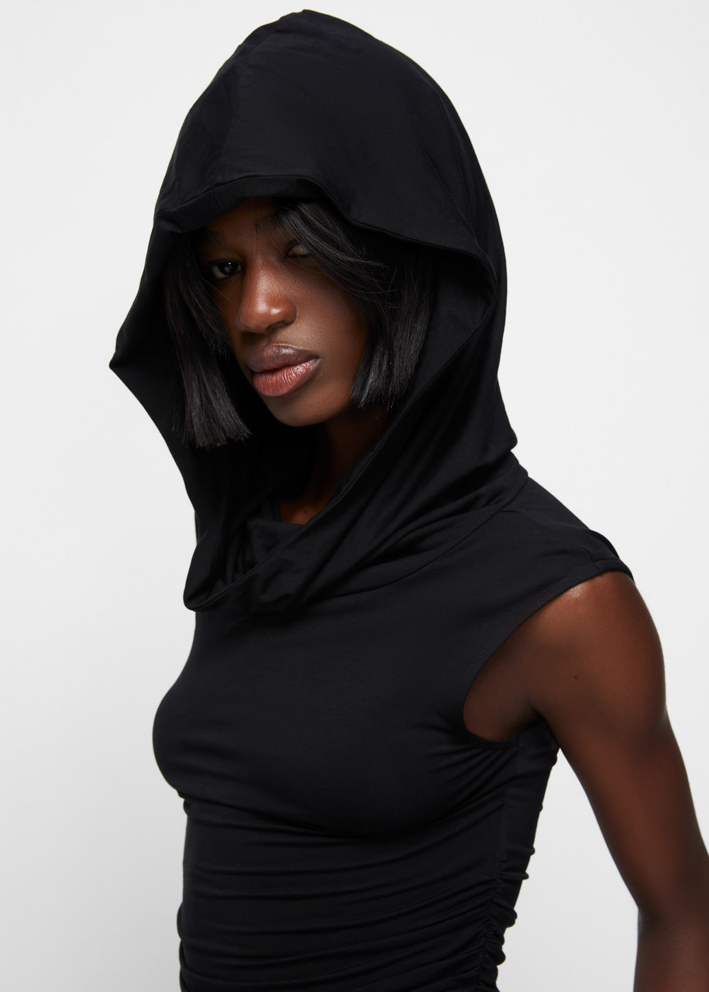 DRAPED HOODED TOP