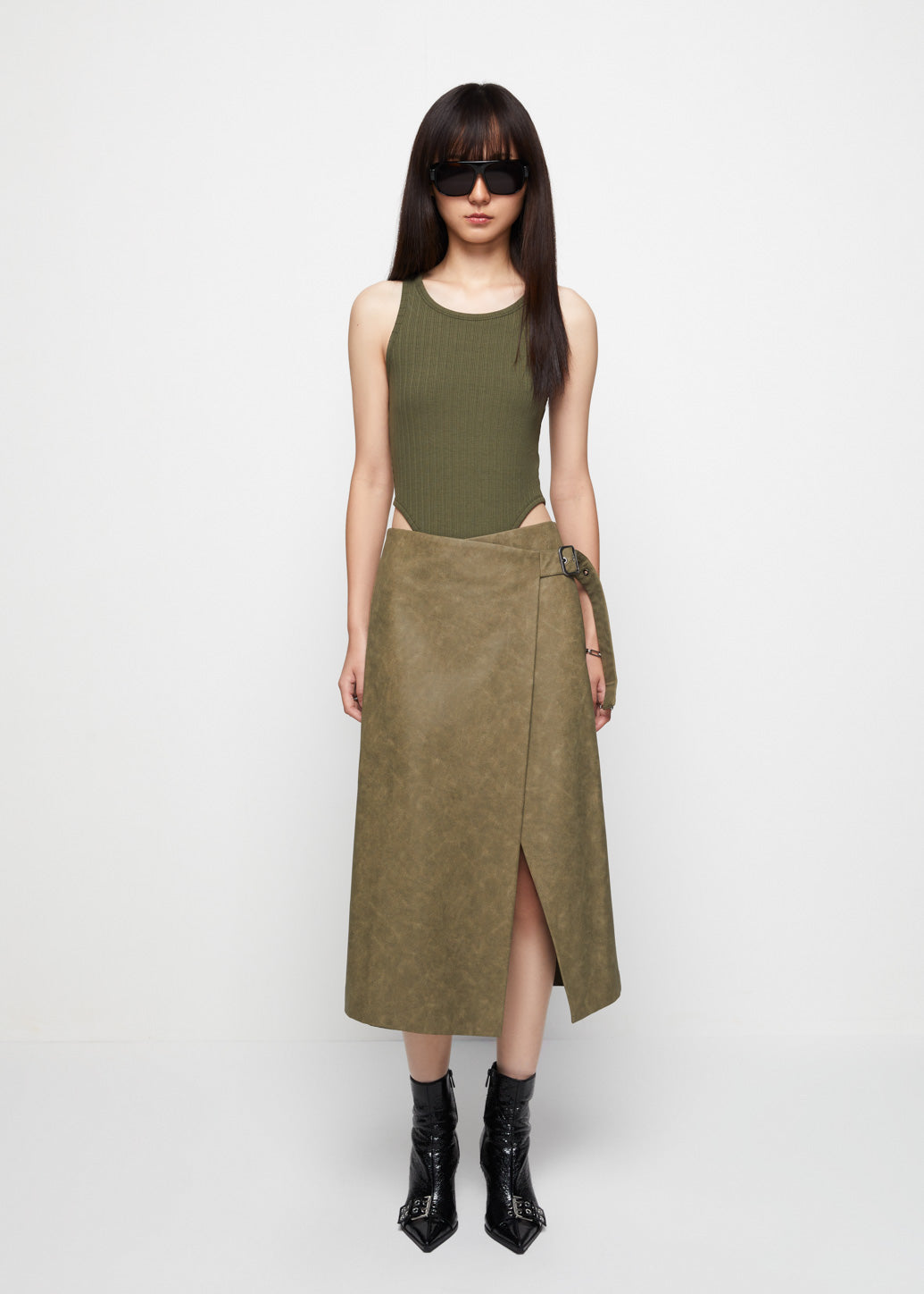 A SHAPE WRAP MIDI SKIRT