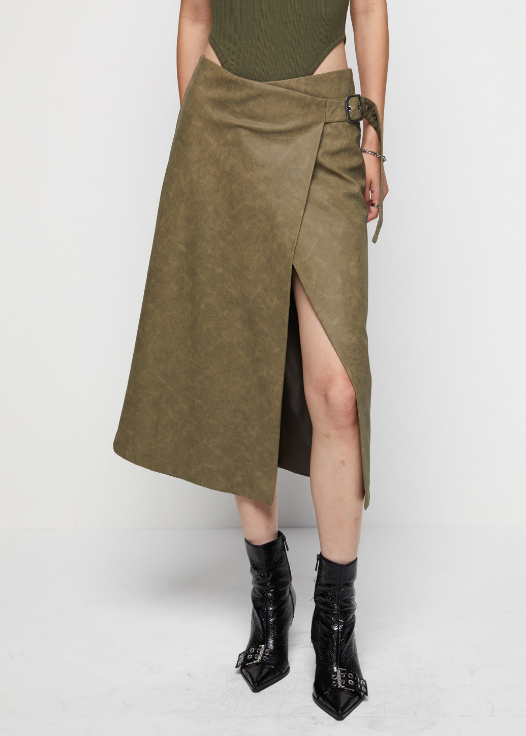 A SHAPE WRAP MIDI SKIRT