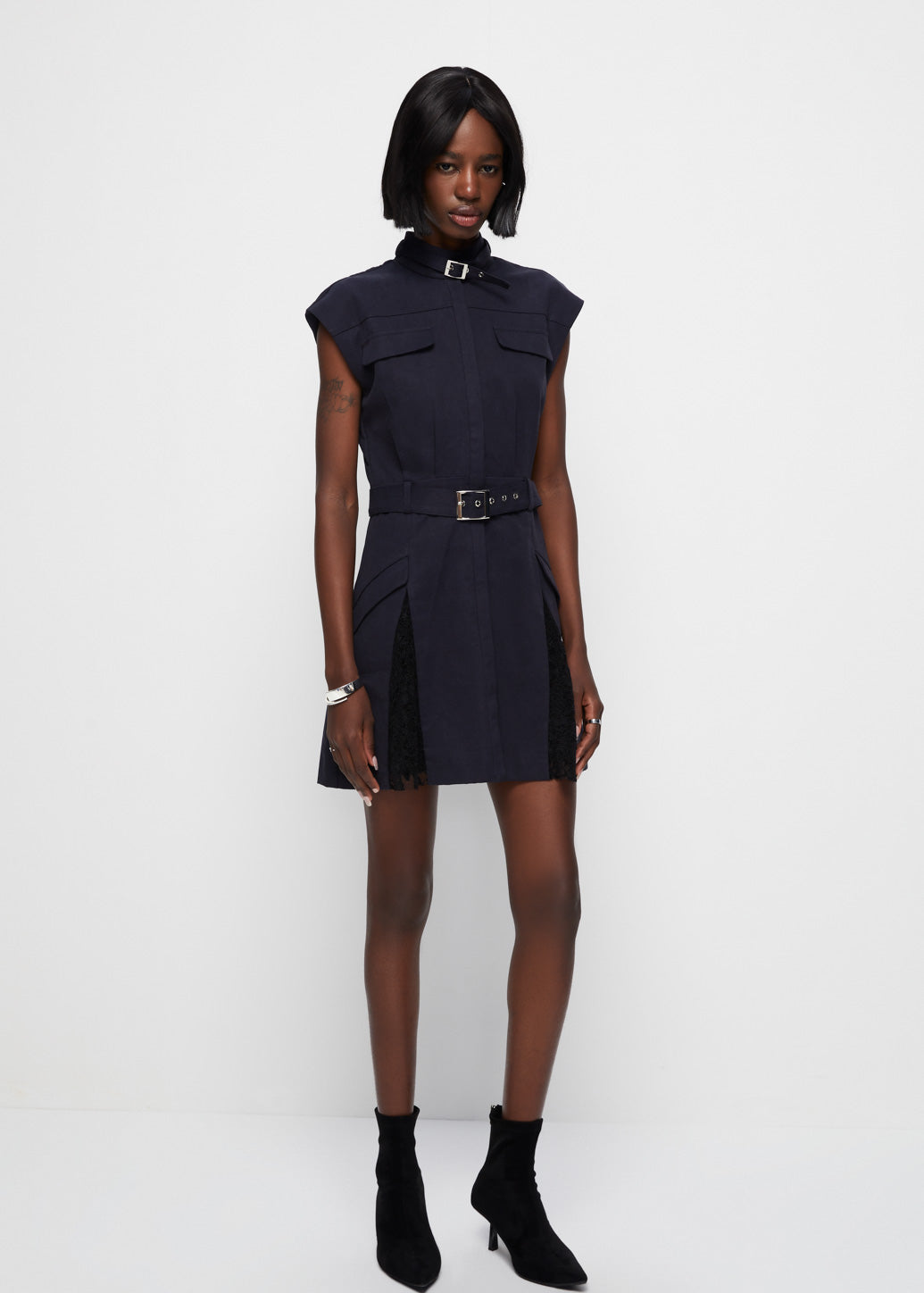 LACE INSERTS MINI DRESS