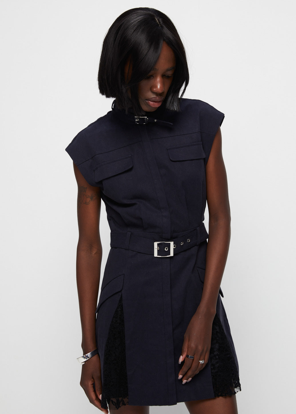 LACE INSERTS MINI DRESS