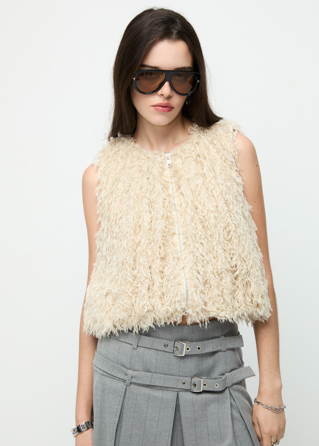 FUR SLEEVELESS TOP